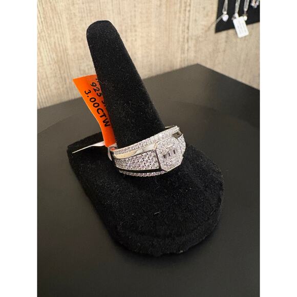 None and/or Unknown Other - Sz. 10 Mens 3ct Moissanite 925 Sterling Silver Ring.